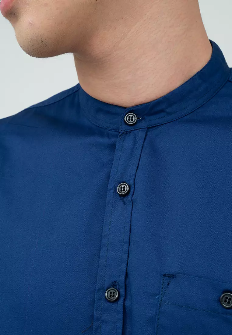 Houseofcuff Baju Koko Kemeja Lengan Pendek Pria Biru