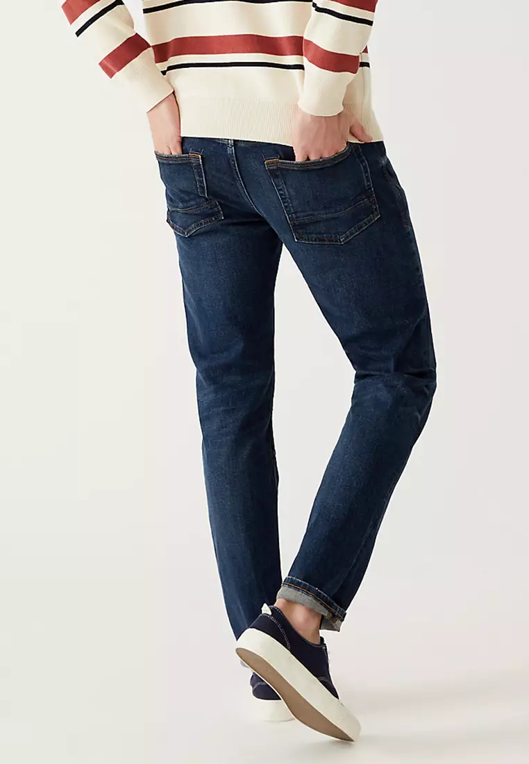 Slim Fit Vintage Wash Stretch Jeans