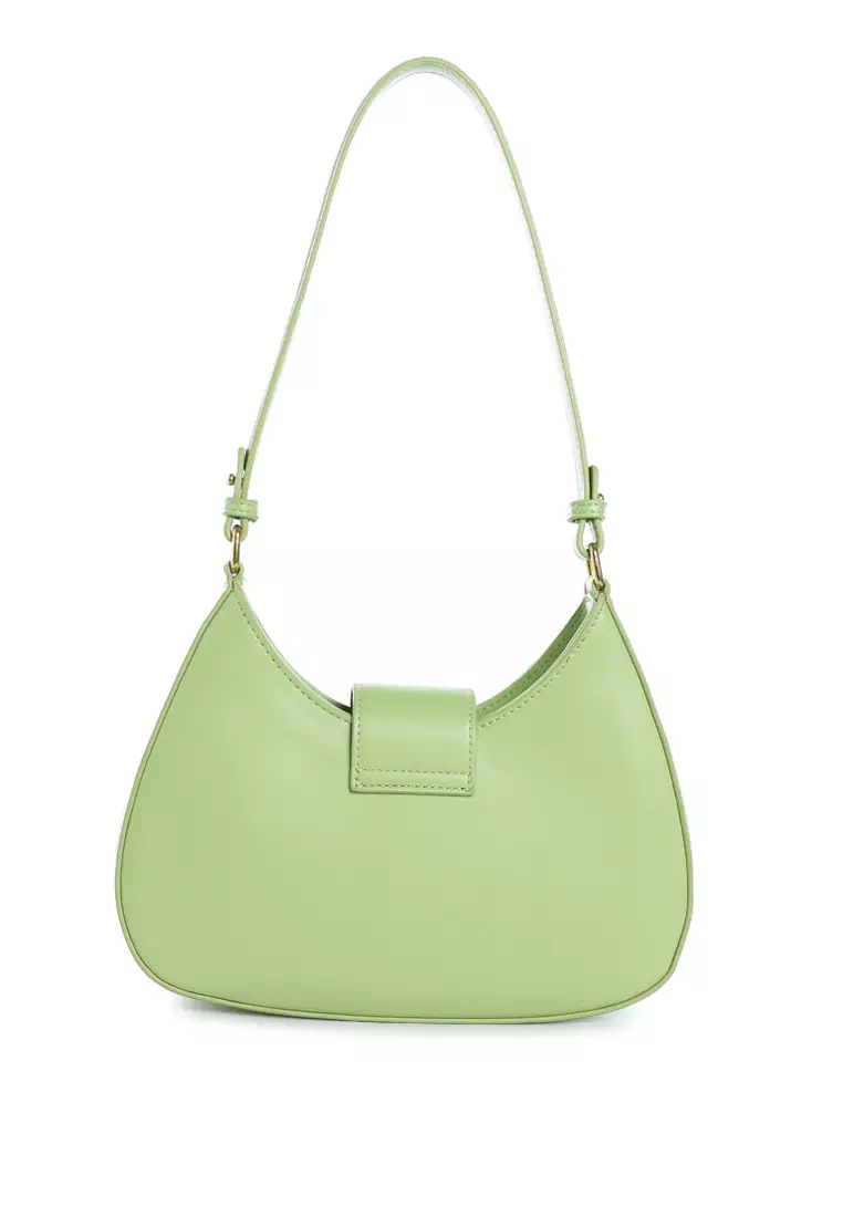 Faux leather Shoulder Bag In Green