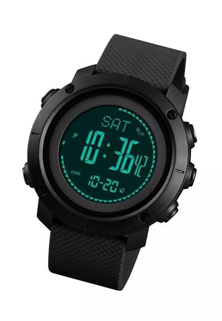 Jam Tangan Digital Sporty Pria Pedometer Calorie Compass Waterproof Strap Tali Material Silicone LL99 ORIGINAL