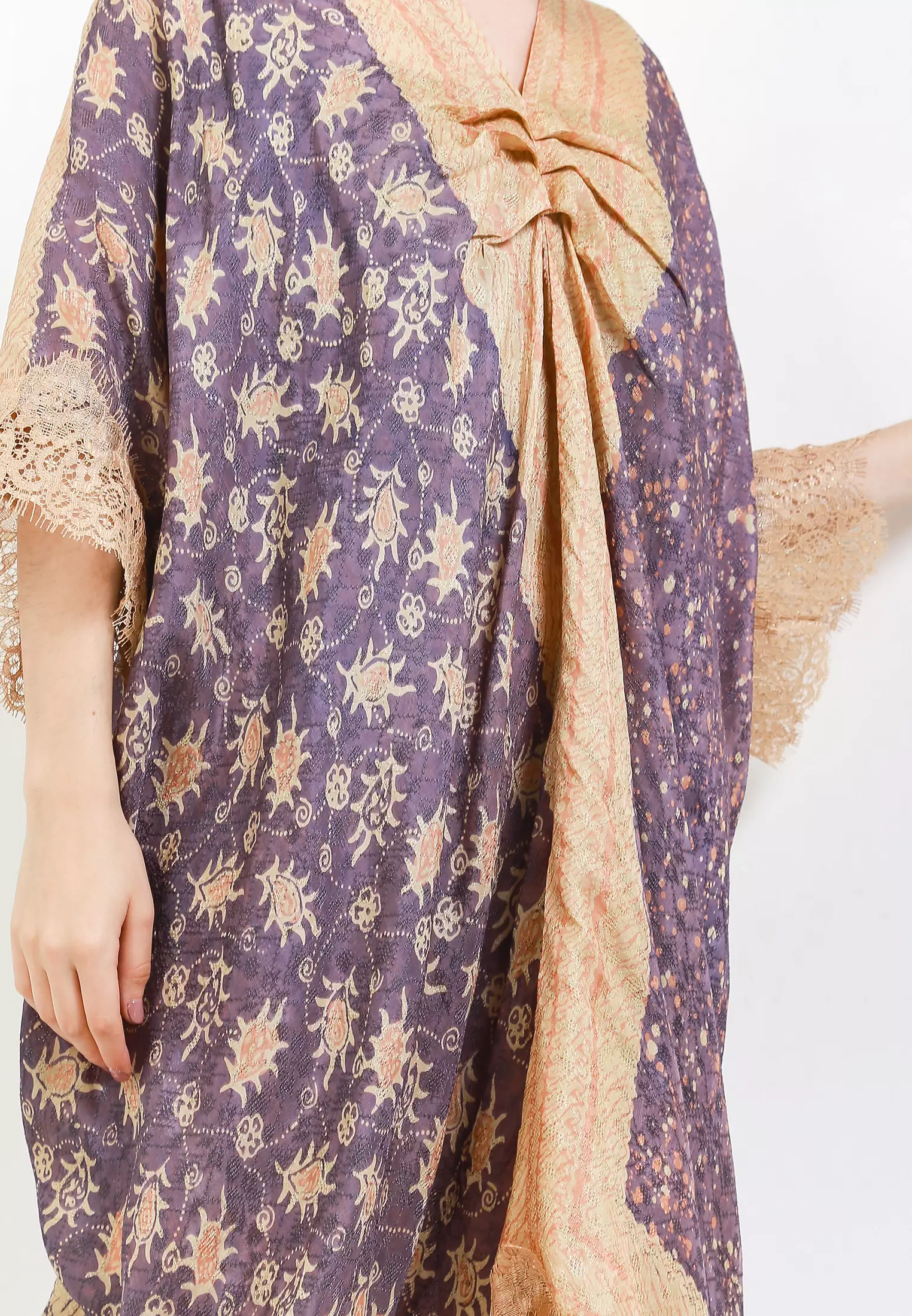 Kaftan Fawnia Batik Cap Viscose-Grey