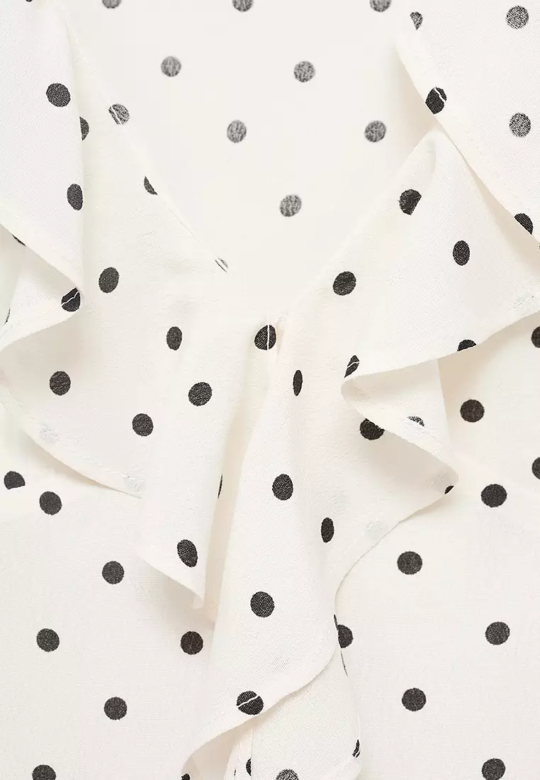 Polka-Dot Blouse With Ruffles