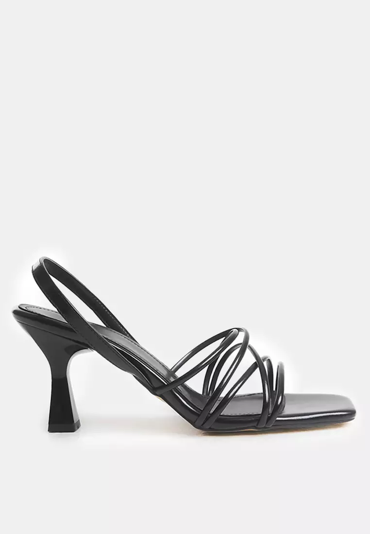 Trendyol Black Ankle Strap Thin Heeled Square Toe Women's Heeled Sandals Takss25To00003