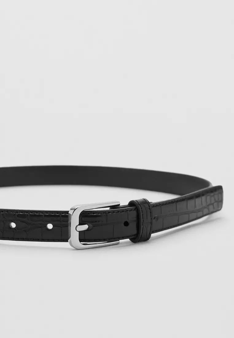 Fine Croco Leather-Effect Belt