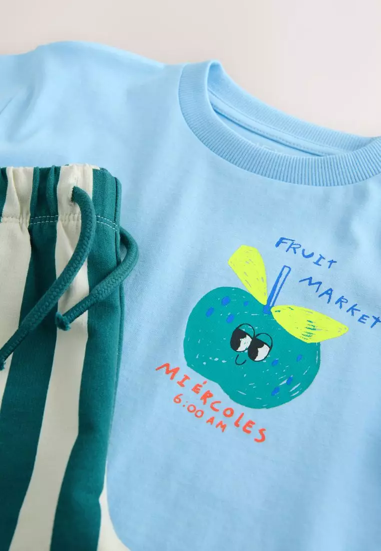Short Sleeve Back Print T-Shirt and Shorts Set