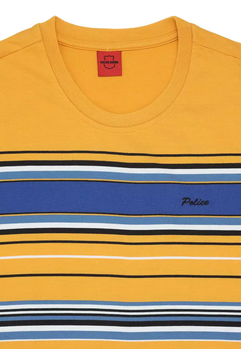 POLICE T-Shirt Salur Bordir Cotton Premium Tebal Pria 53017