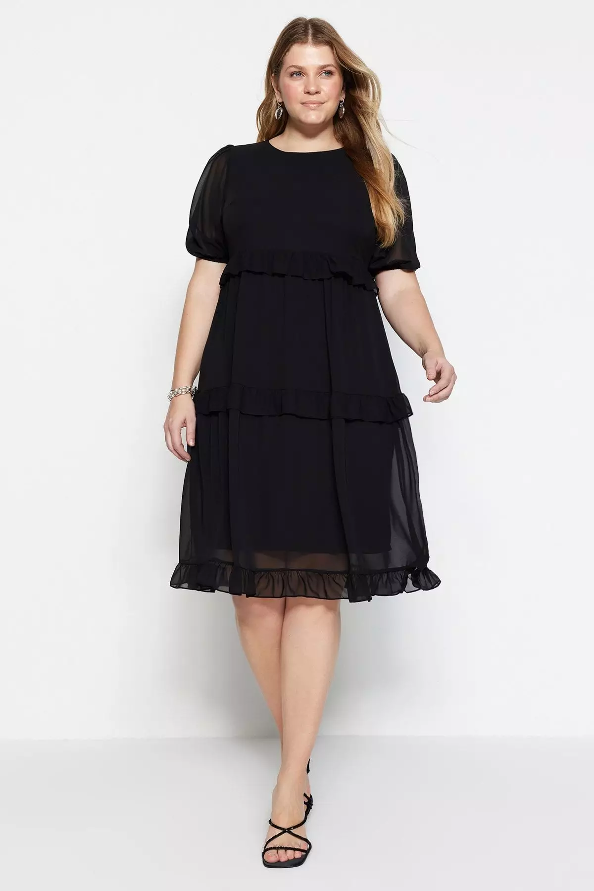 Buy Trendyol Plus Size Puff Sleeves Midi Dress 2025 Online