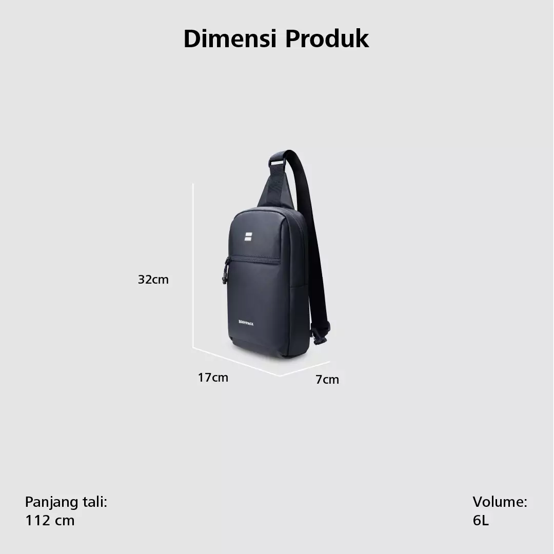 Plaver Sling Bag Tas Selempang Travel Kerja Kuliah Durable Tahan Lama 6 L - Navy