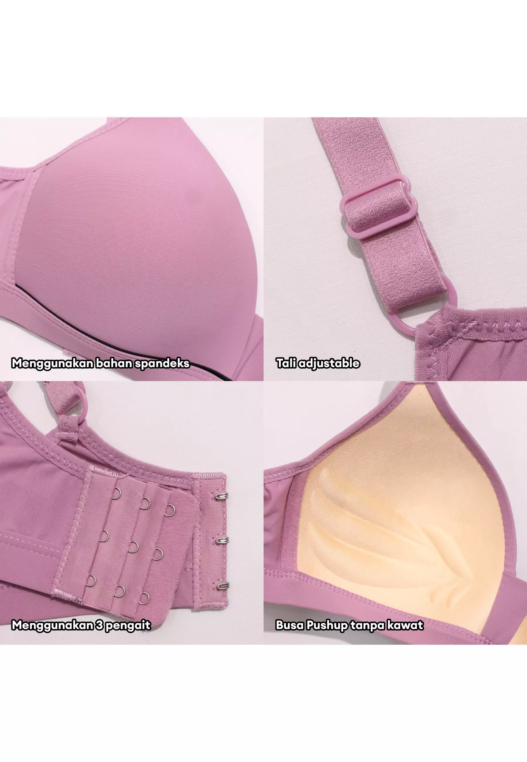 YouHave ( You’ve ) BH Bra Wanita Bahan Seamless BH Tanpa Kawat Busa Sedang PushUp Bra 3 Kaitan Bra Seamless Tally 100221