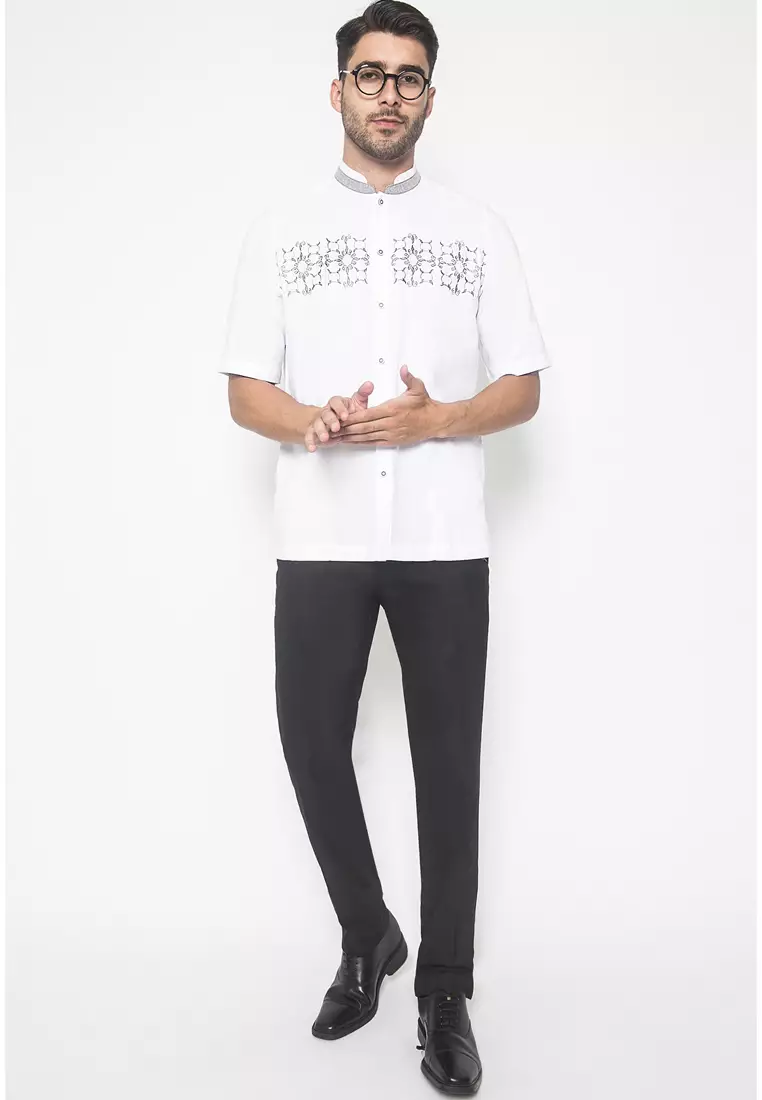 LGS - Baju Koko - Bordir Bunga - Putih - Regular Fit - CSH.285.B1030K.326.C