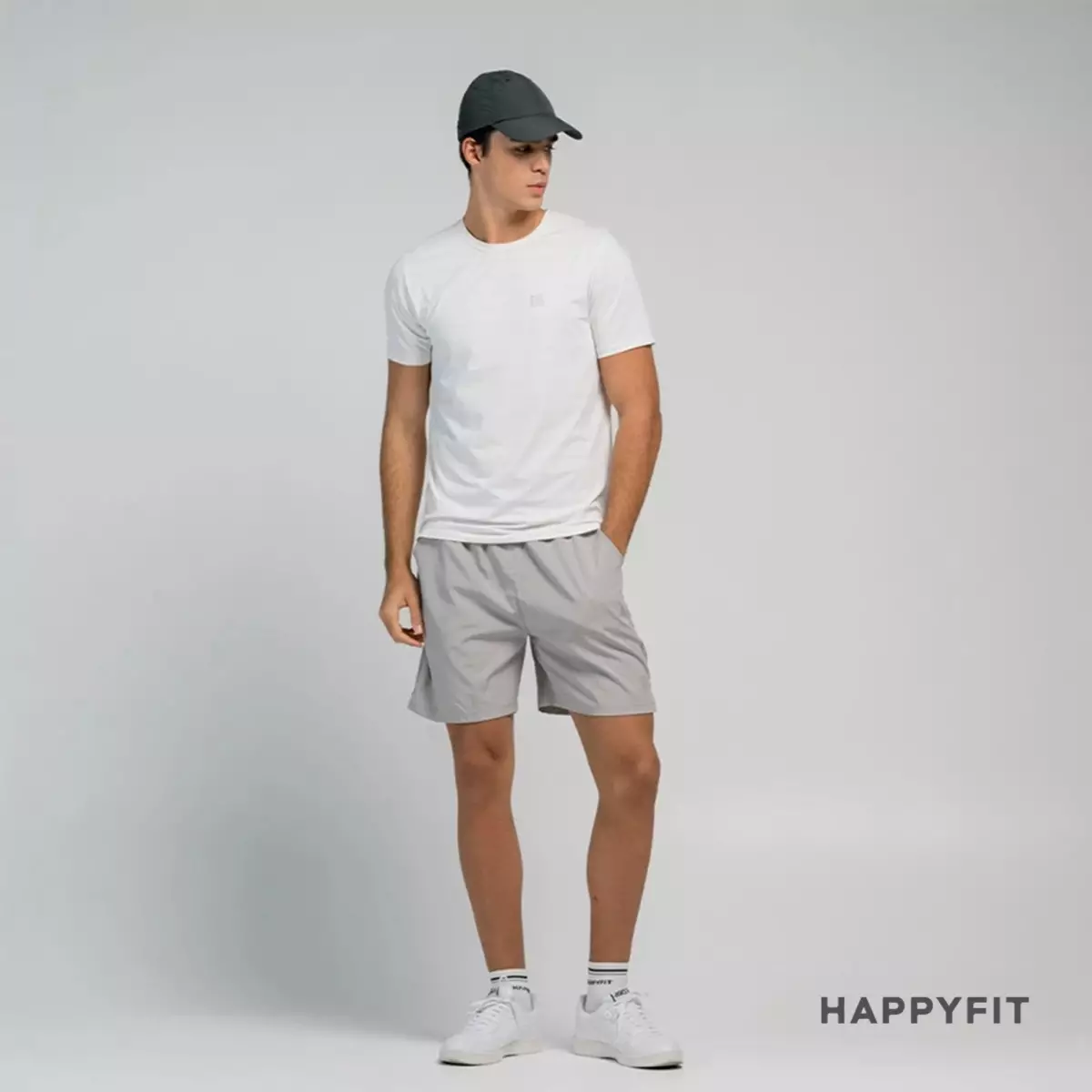 HAPPYFIT Short Men's Basic Running Light Grey