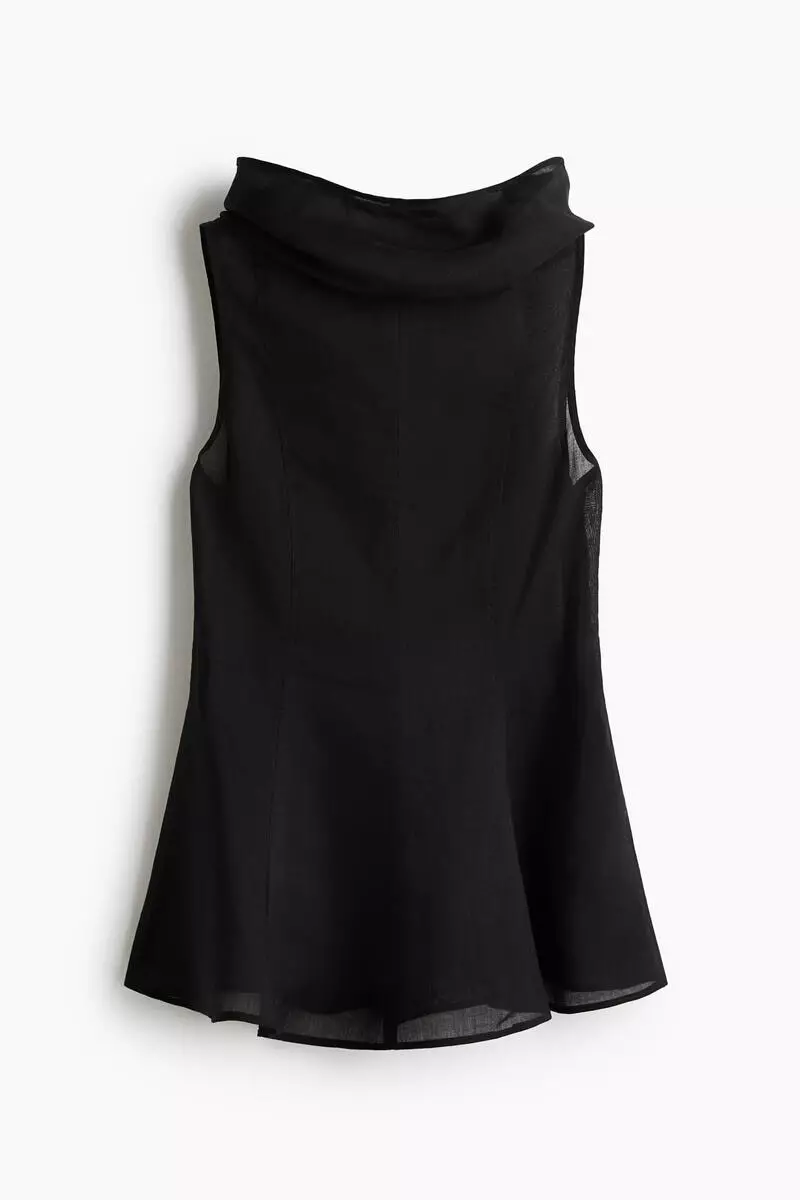 Ramie-blend peplum top