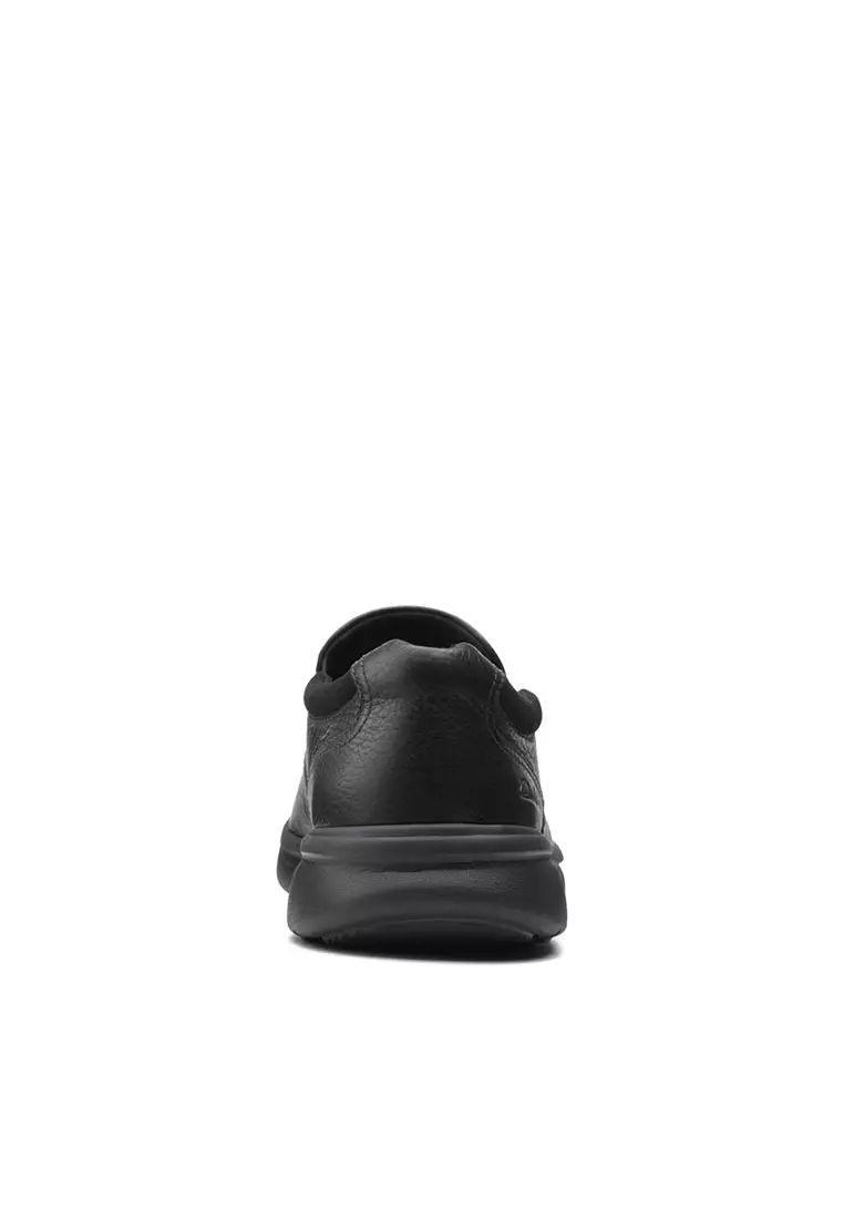 Mens Bradley Step Formal Shoes Black Tumbled Leather - Wide Fit