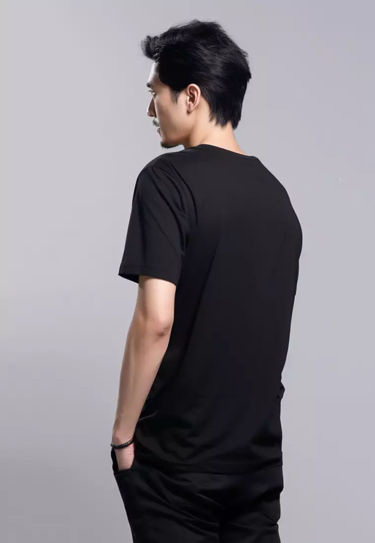 MTF83 happyjump logo hitam kaos pria