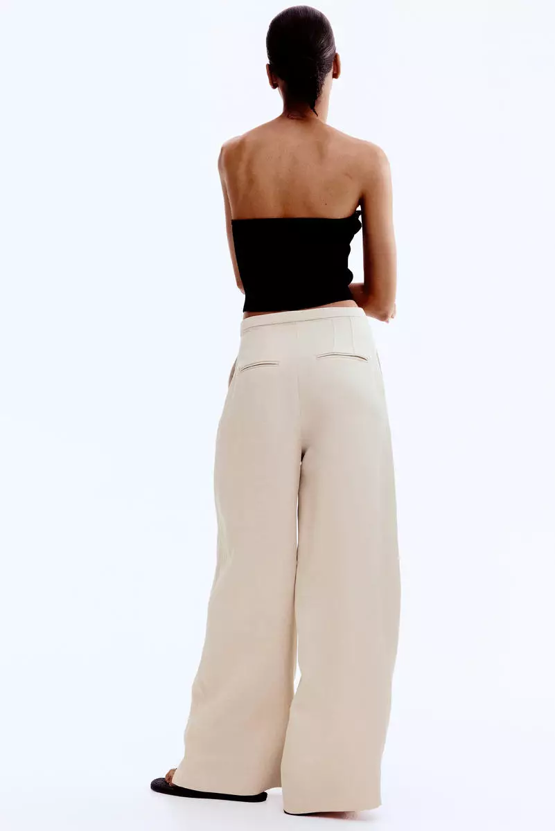 Wide linen-blend trousers