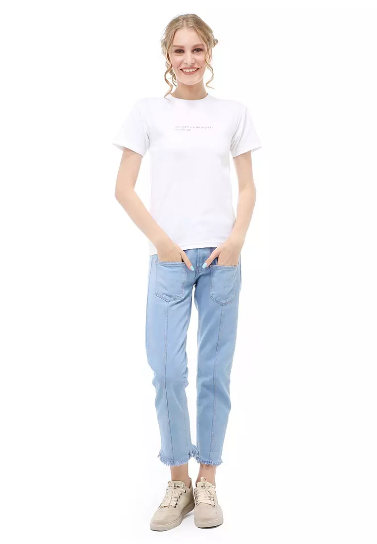 Genevie T-Shirt Kasual Wanita Why Didn't You Tell Anyone Material Cotton Combed ORIGINAL - White