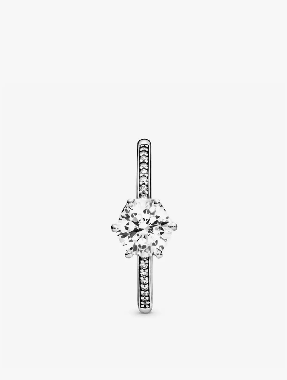 Crown sterling silver ring with clear cubic zirconia