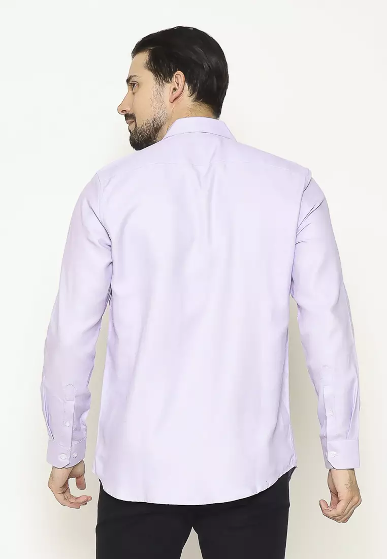 MAGINOT Kemeja Pria Basic Texture Panjang LIGHT PURPLE