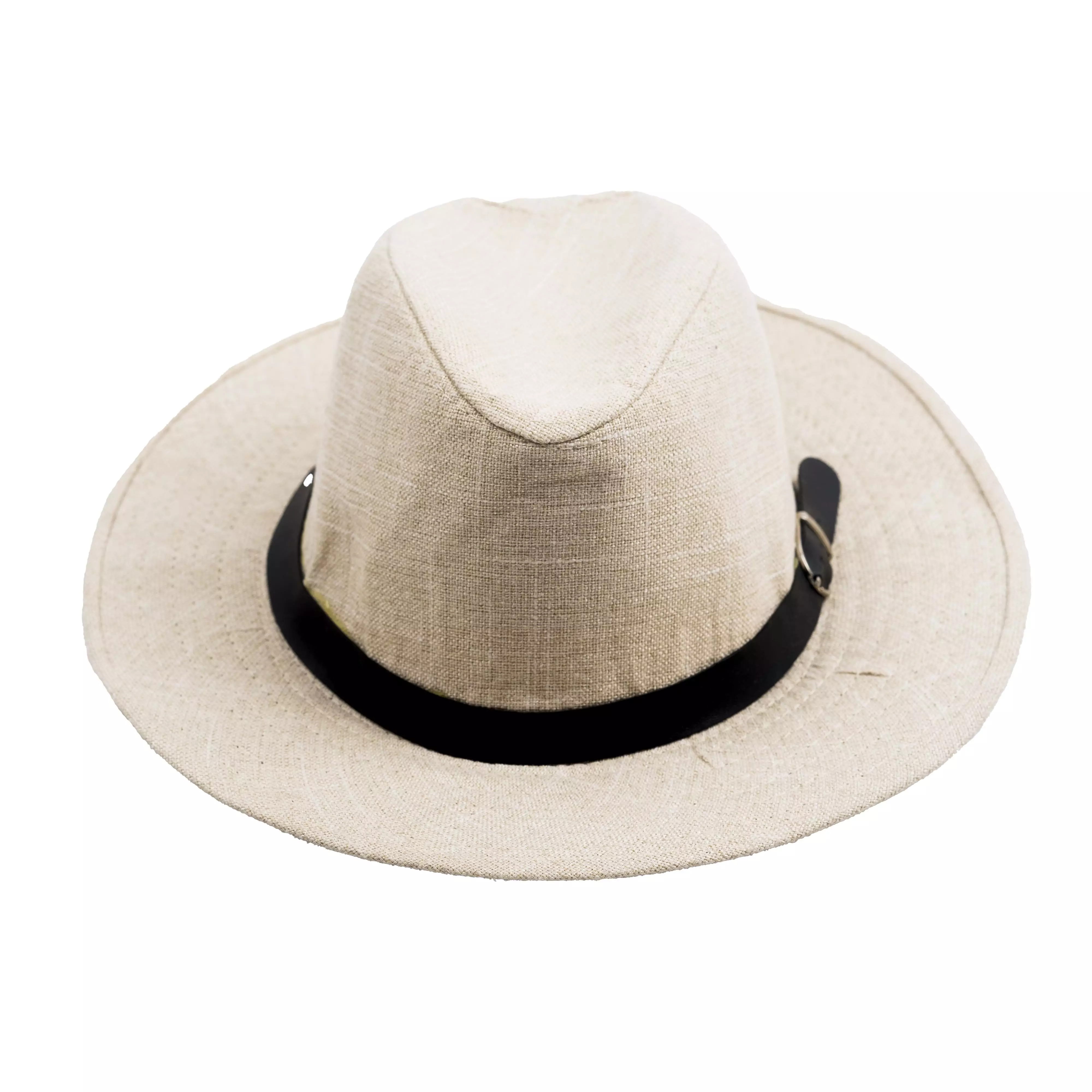 Houseofcuf Topi Panama Hat Fedora Pantai Lebar Unisex Beige List Hitam