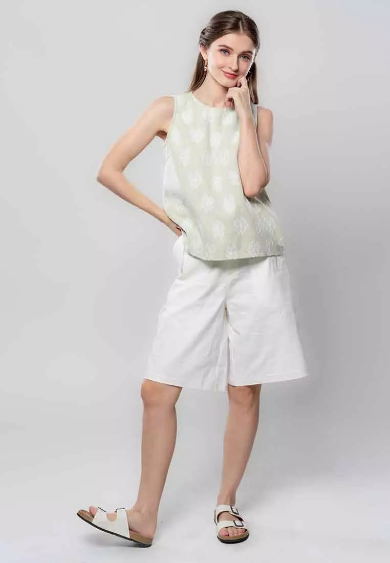 Elysia Rue Floral Embroidered Sleeveless Top