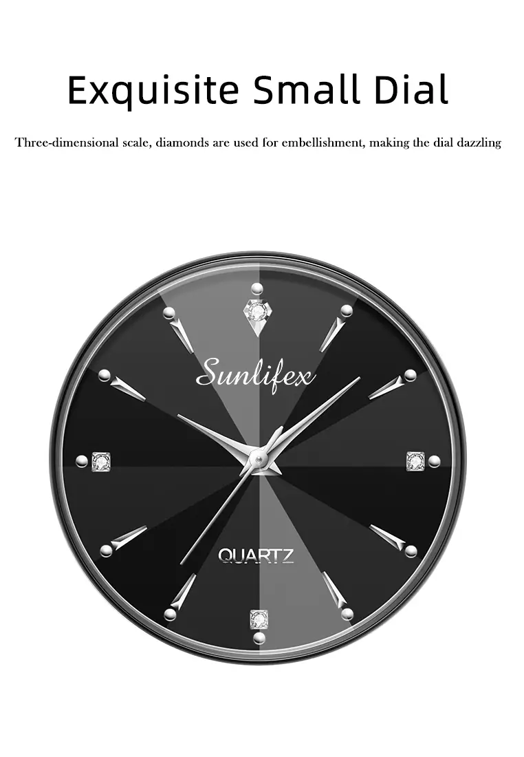 9090 Jam Tangan Wanita Original Berlian Anti Air Kuarsa Bisnis Santai Wanita Jam Tangan Cewek (Kotak Gratis)  black