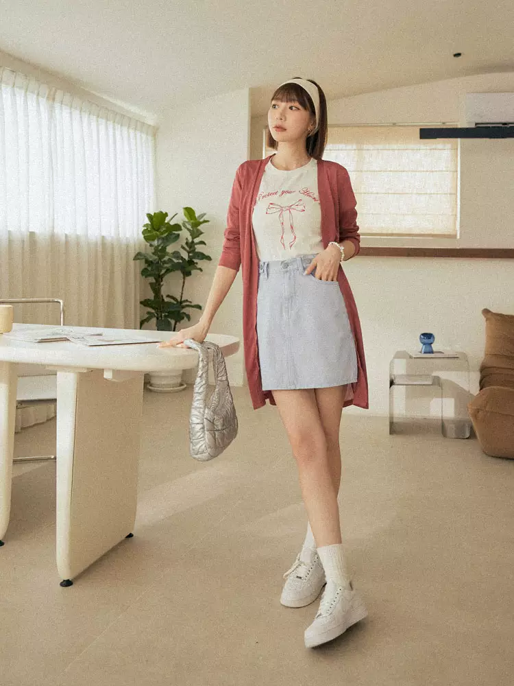 Ubuy Elastic Waist Denim Skirt Buy Nuon Light Blue High-Rise Denim