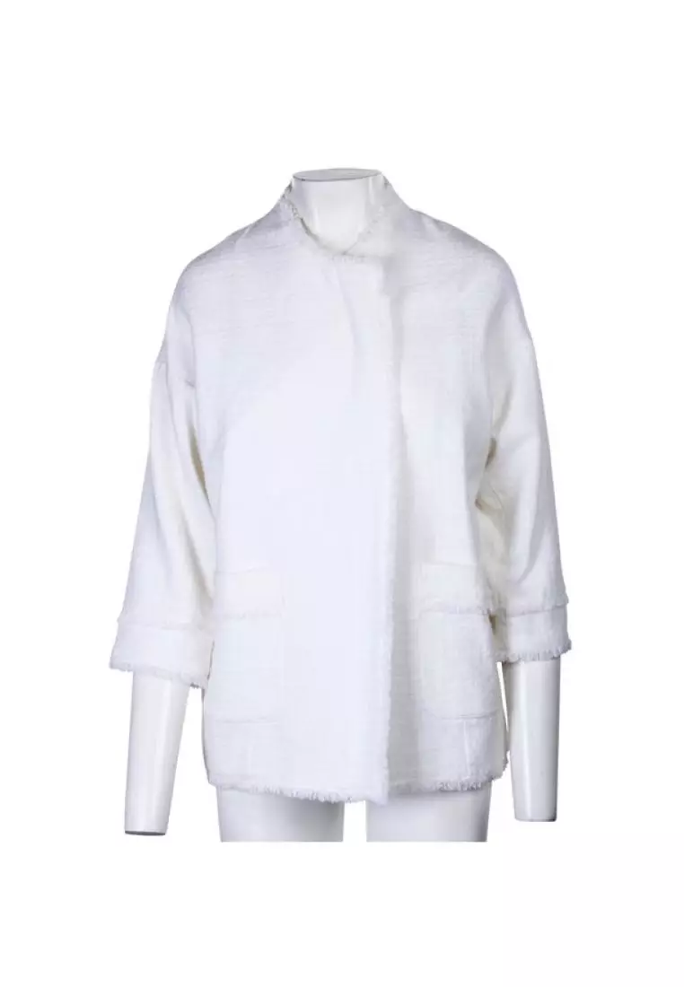 Pre Loved CONTEMPORARY DESIGNER White Wool Zip Blazer