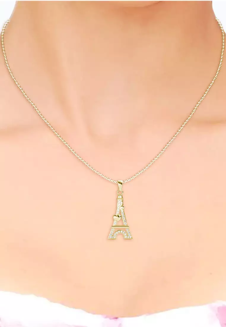 Her Jewellery Paris Love Pendant (Yellow Gold) - Luxury Crystal Embellishments plated with 18K Gold
