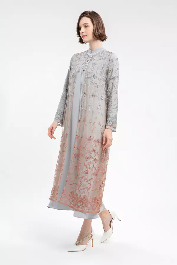 MINIMAL - Basyara - Gamis Bordir Gradasi - Grey Warna Beige