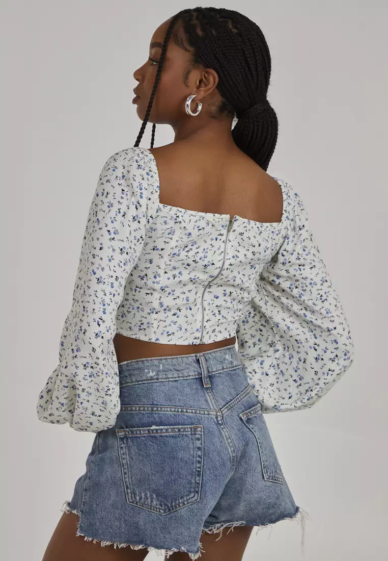 Pink Vanilla Blue Peasant Top