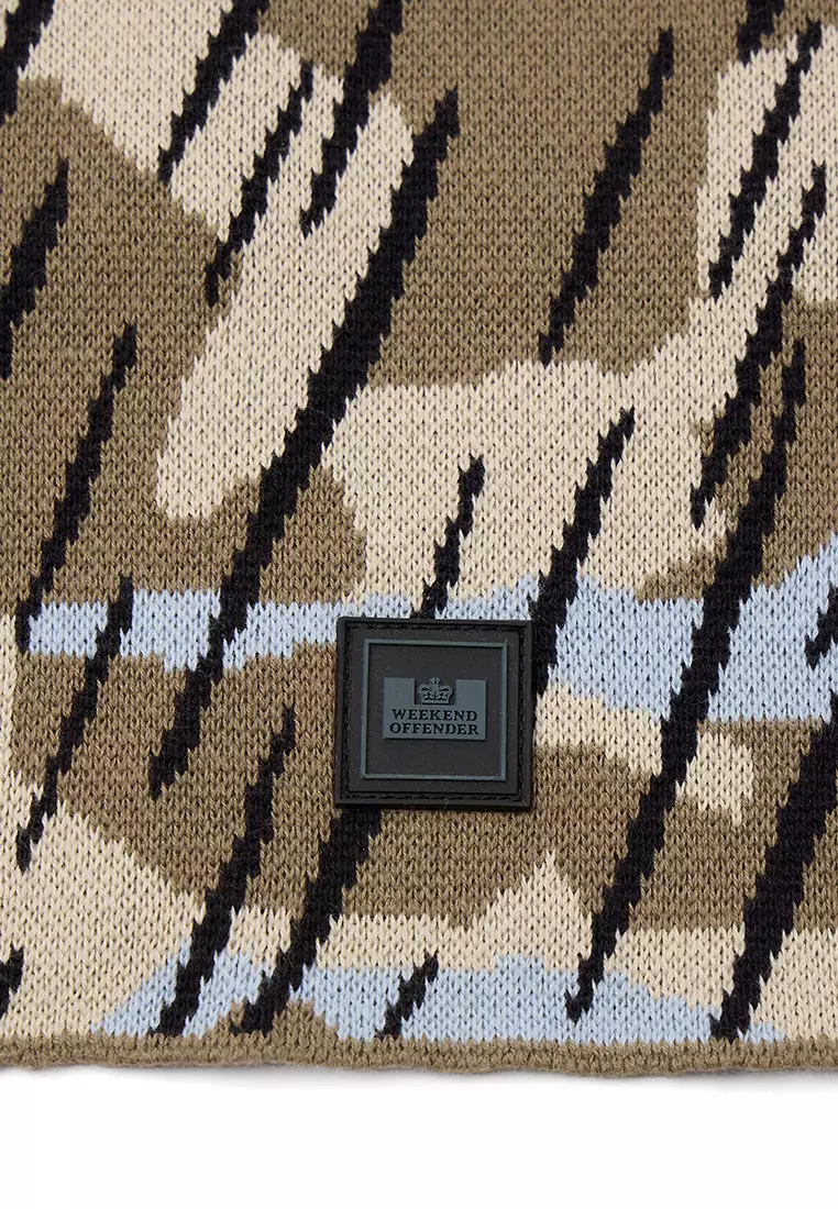 MENS TOBACCO ODEN CAMO JACQUARD KNIT CAMO BALACLAVA