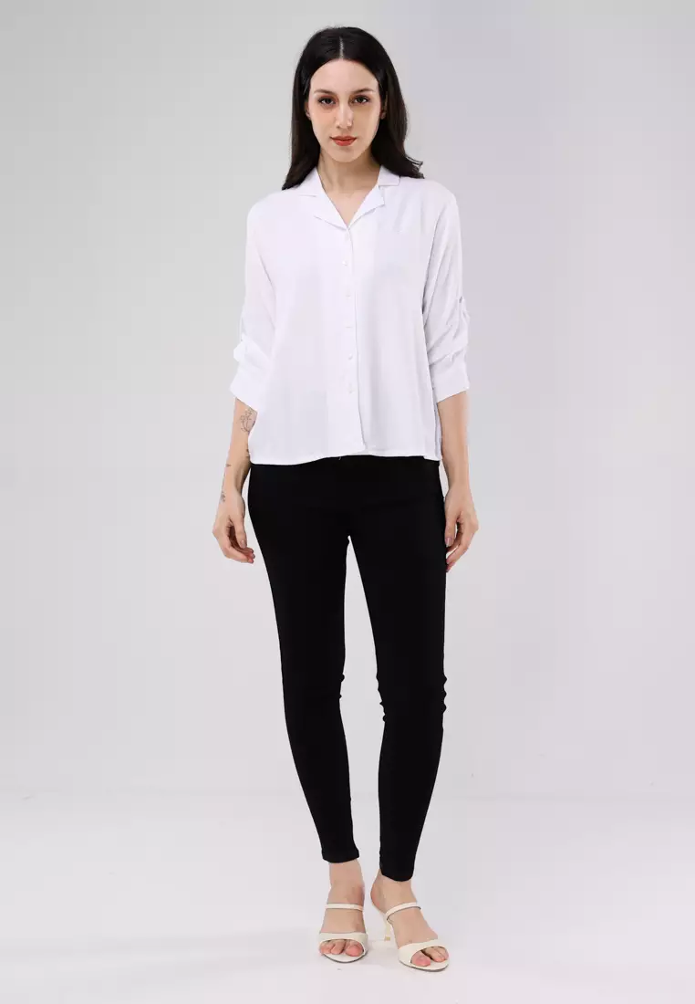 Woven Plain Boldtwill 3/4 Slv. Blouse