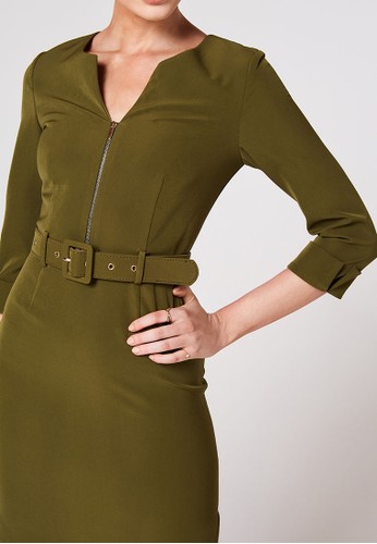 Jual Paper Dolls Self Belt Zip Up Midi Original Zalora Indonesia