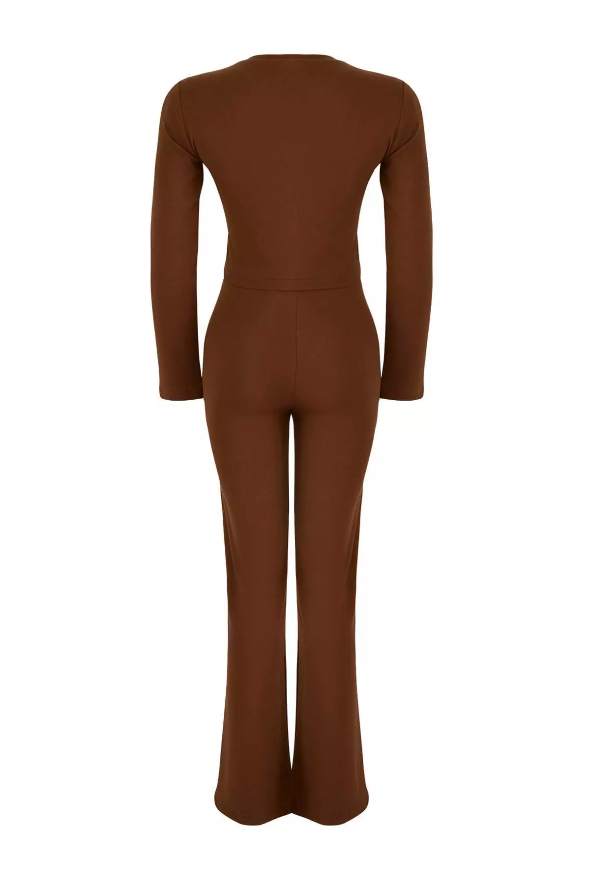 Brown Slim/Fitted Stretch Knitted Bottom Top Suit