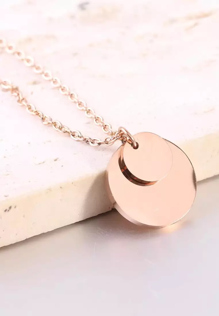 Gemina Double Pendant Necklace in Rose Gold
