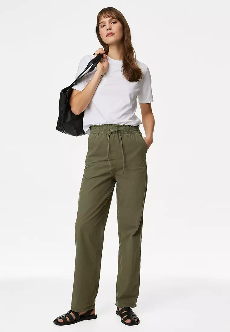 Jual Marks Spencer Pure Cotton Straight Leg Ankle Grazer Trousers