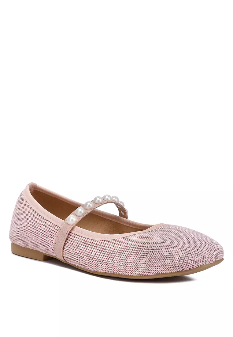 Pink Pearl Embellished Ballerina Flats