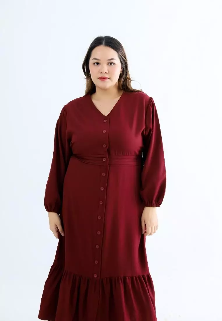 Plus Size Dress Magica Maroon