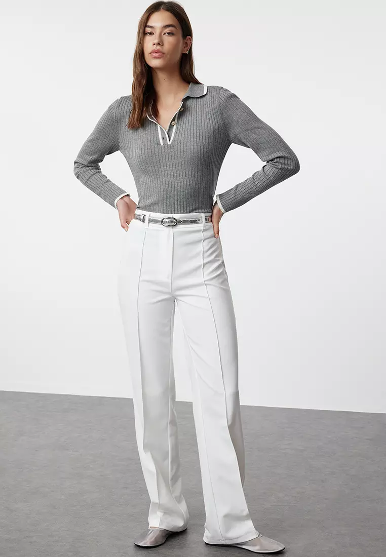 High Waist Straight Cut Trousers