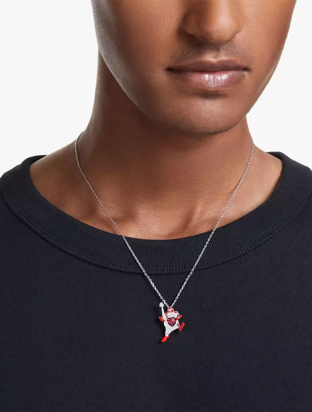 Alice In Wonderland Pendant, Playing Card, Red, Rhodium Plated - Red