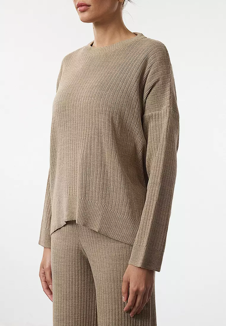Ribbed Sweater and Pants Set