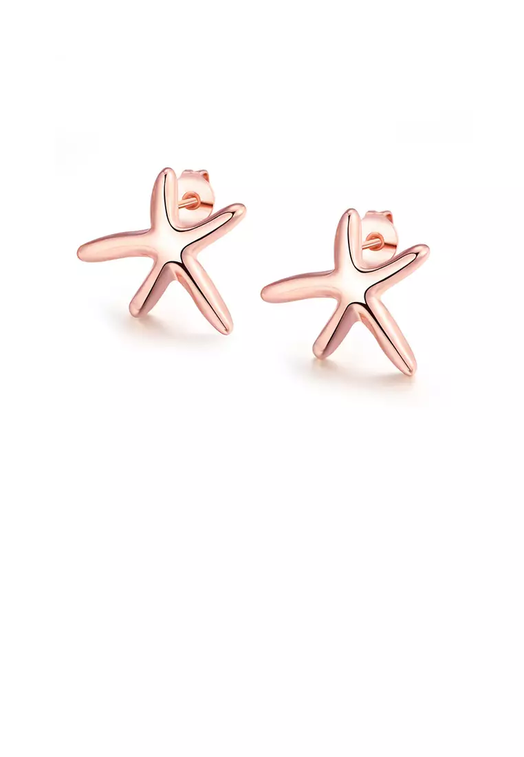 Gold starfish earrings studs top