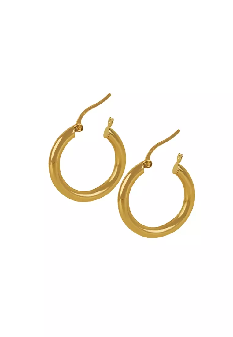 Tube Small Hoops Earrings 18k Gold