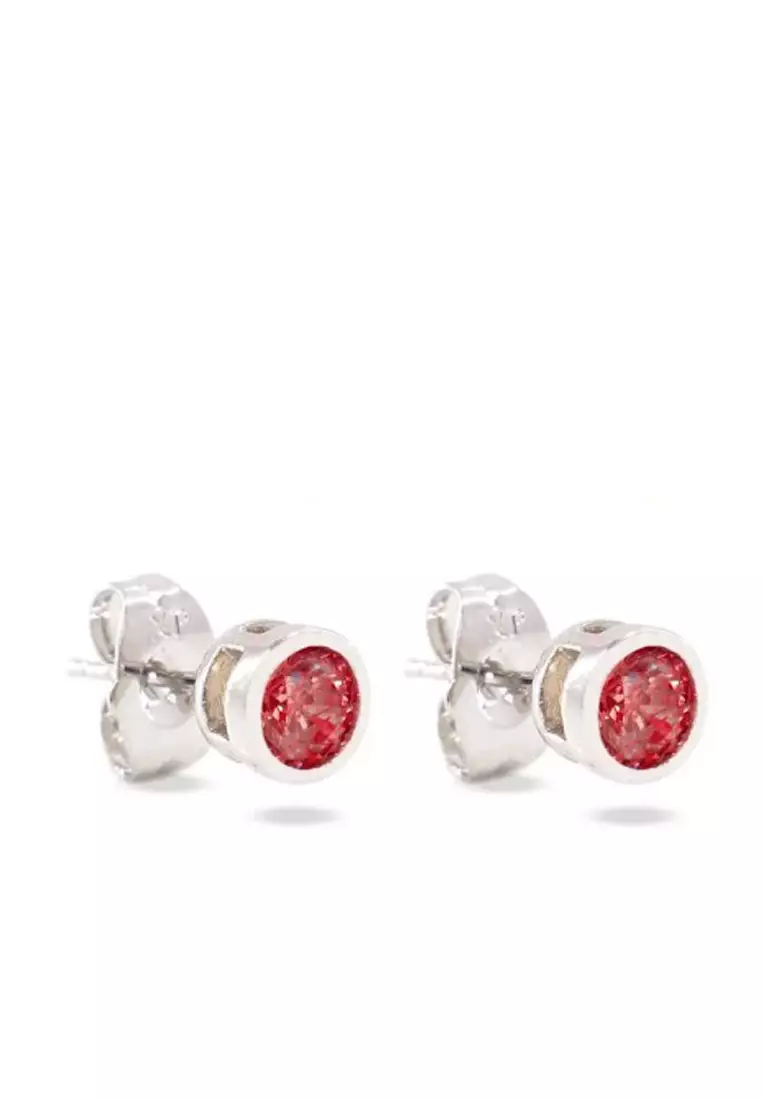 Aksesoris Wanita Diamante embellished Stud Earrings Anting Wanita Red