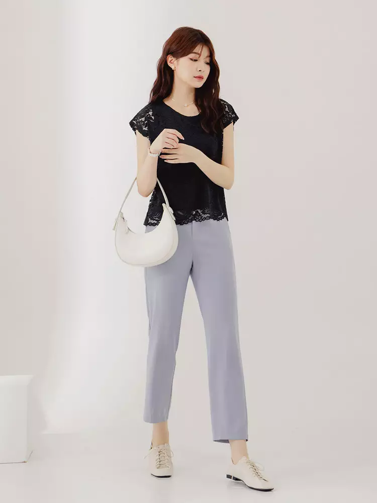 Romantic lace short-sleeve blouse [AB19468]
