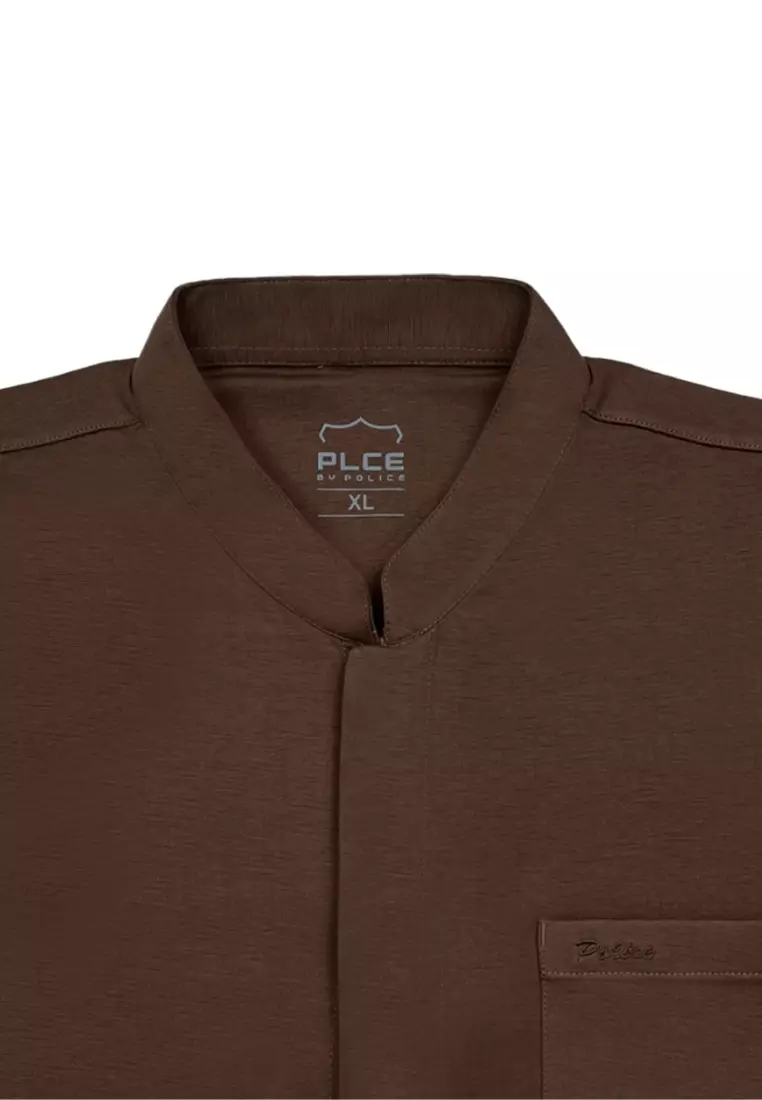 POLICE Kemeja Koko Polos Spandex Slub Premium Regular Fit Pria