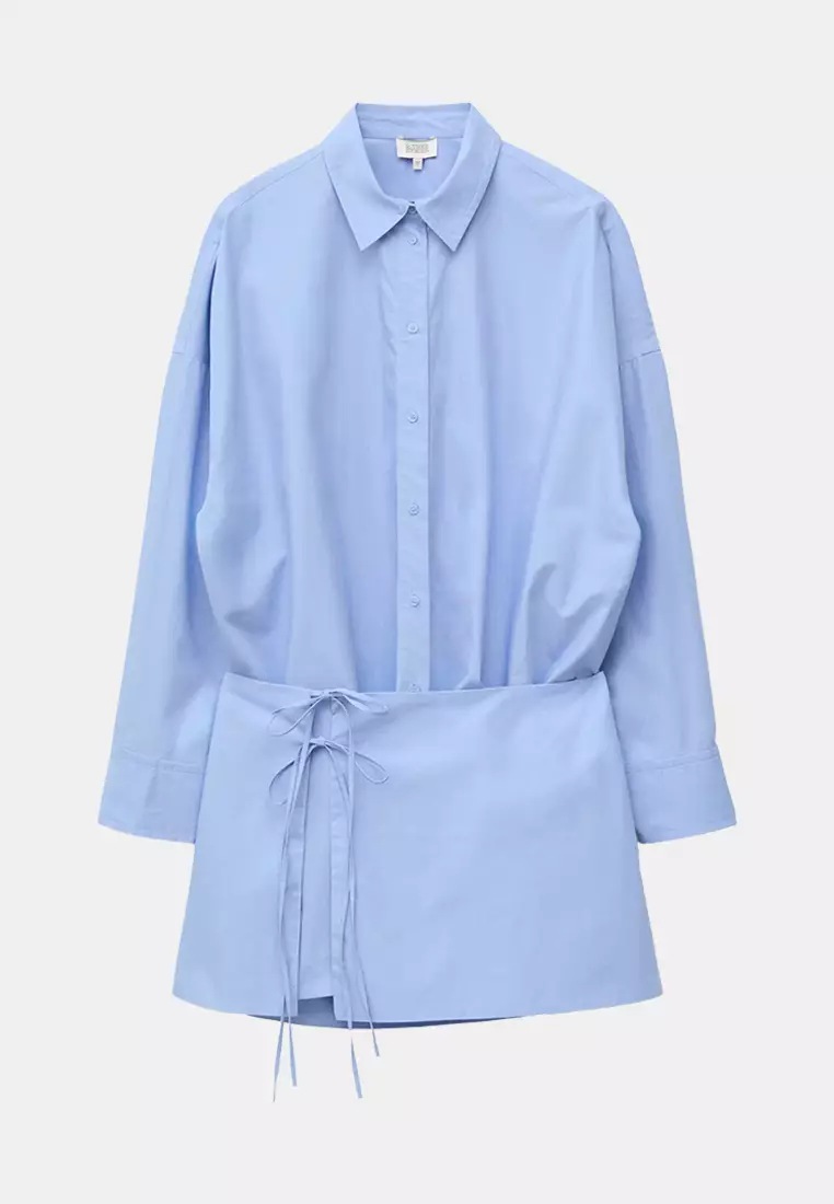 Tie-Detail Mini Shirt Dress