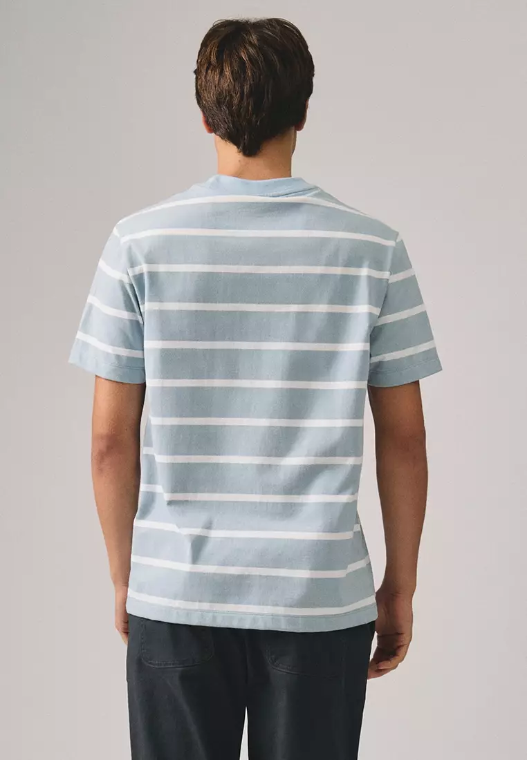 Regular Fit Basic Stripe T-Shirt In Heavy Jersey