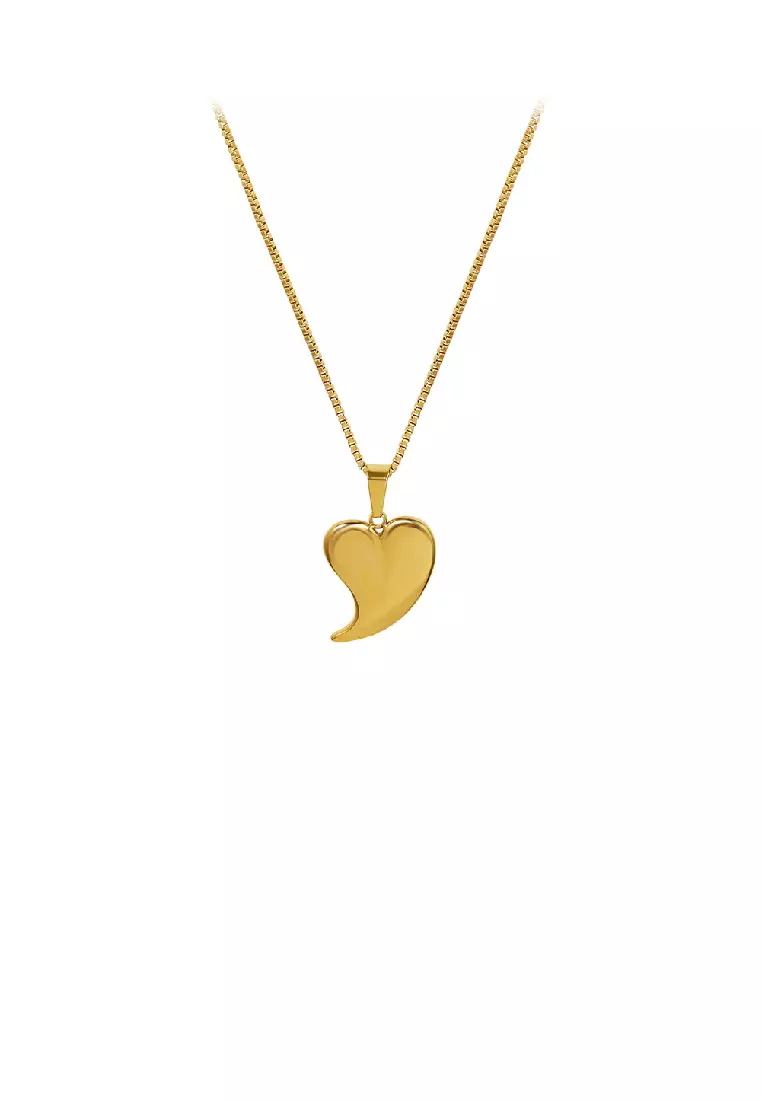 Fashion Simple Plated Gold 316L Stainless Steel Heart Pendant with Necklace