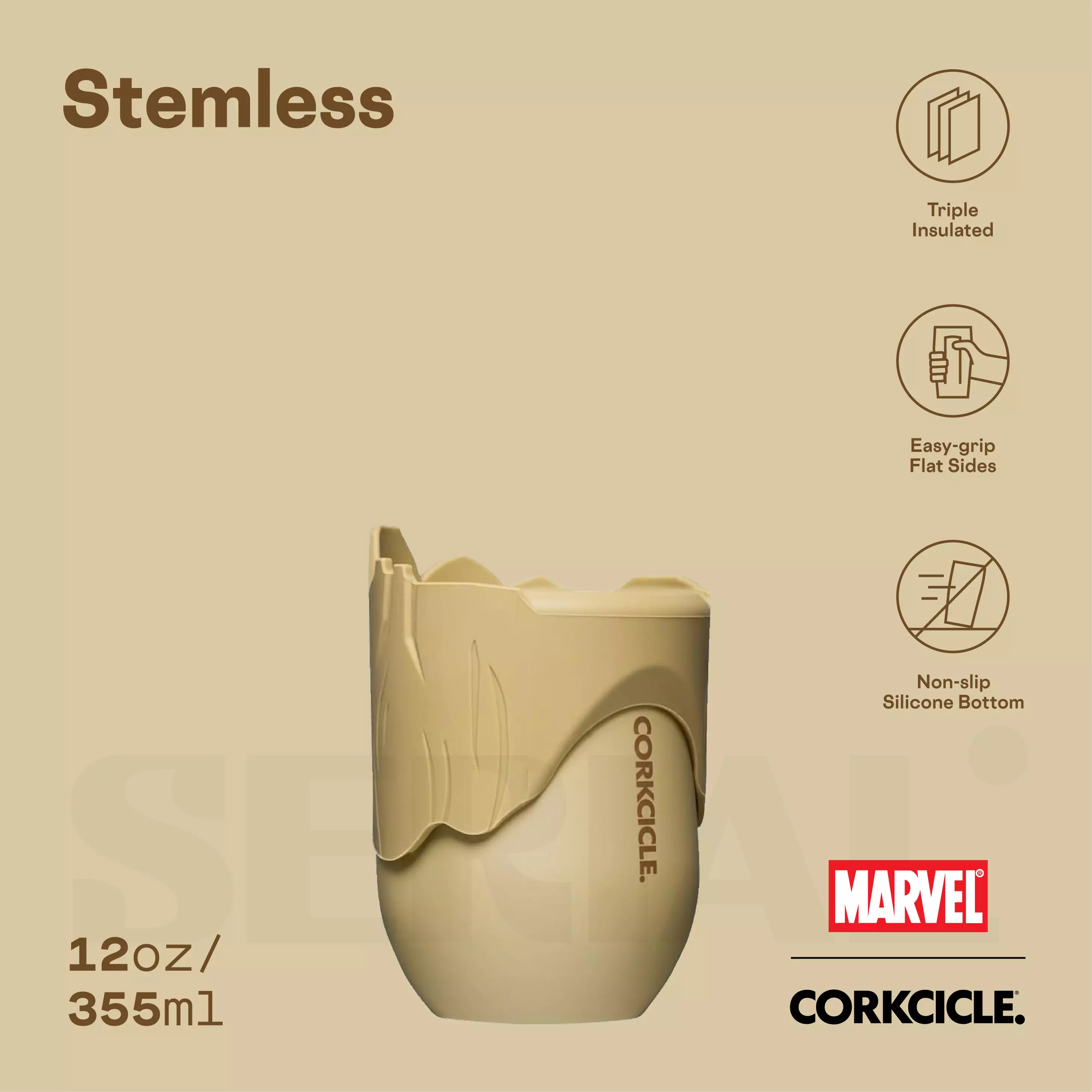 CORKCICLE® Stemless 12oz - Marvel Groot